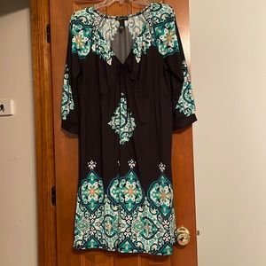 INC turquoise/black no wrinkle dress